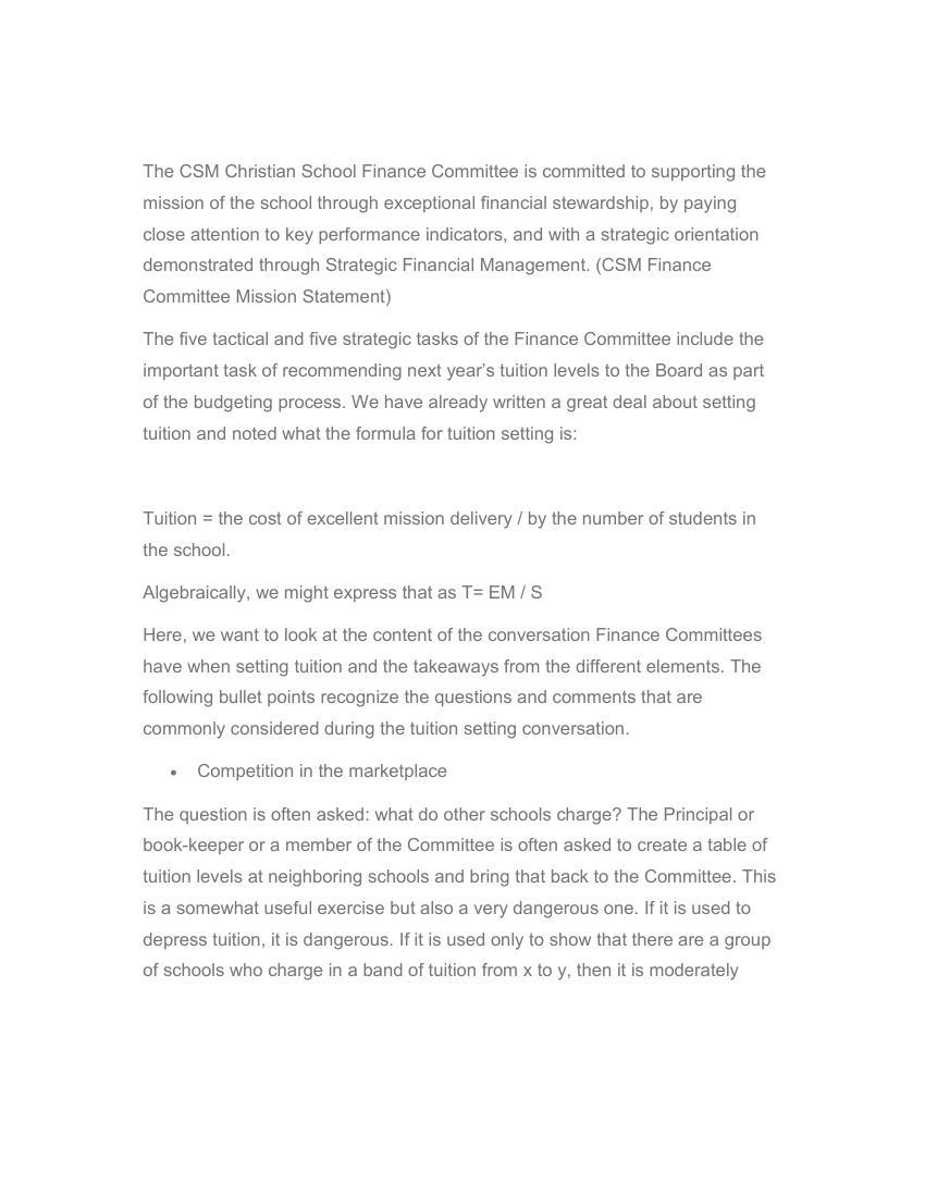 Tuition Discussions For The Finance Committee   CSM Nov 2020